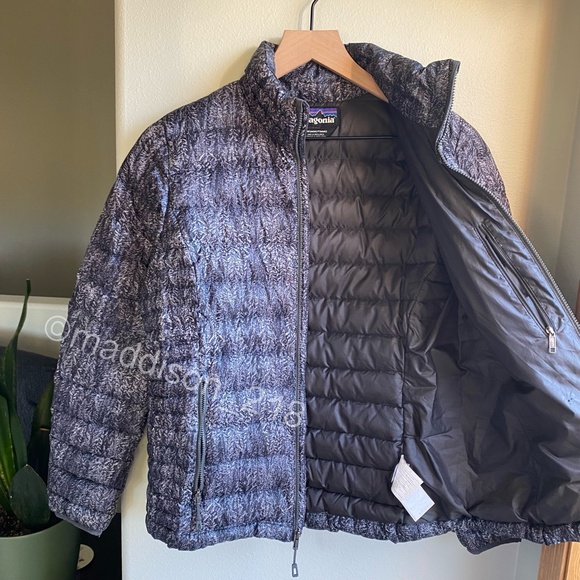 Patagonia Down Sweater Jacket Small Forestland Tailored Grey Black Snowy S - Picture 14 of 16